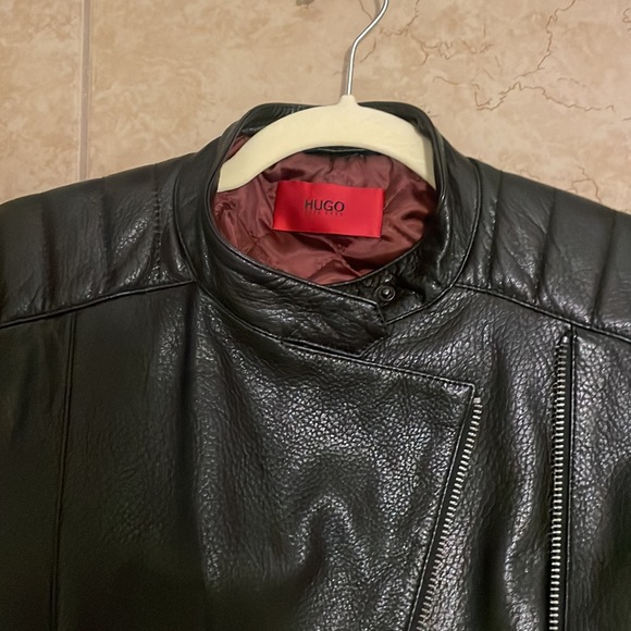 Hugo boss womens black leather jacket size small - Picture 2 of 9